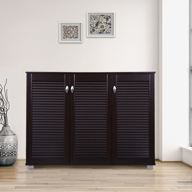 Frisco Engineered Wood 3 door Shoe Rack in Wenge Colour