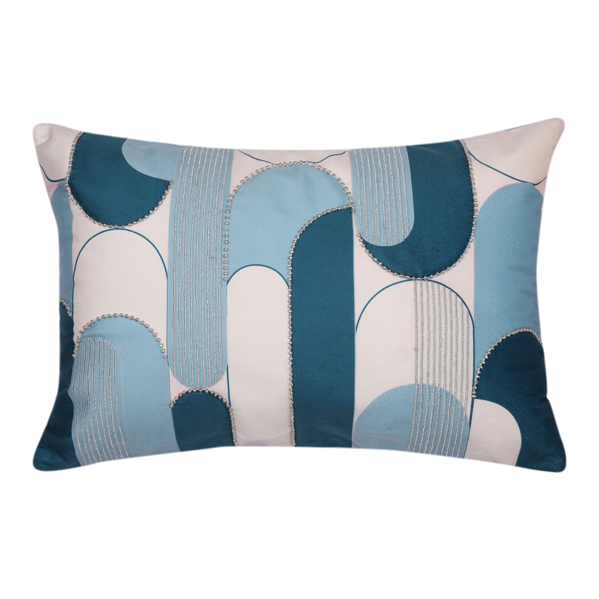 Plush Elegance Art Deco Cushion Cover Blue, 30X45cm