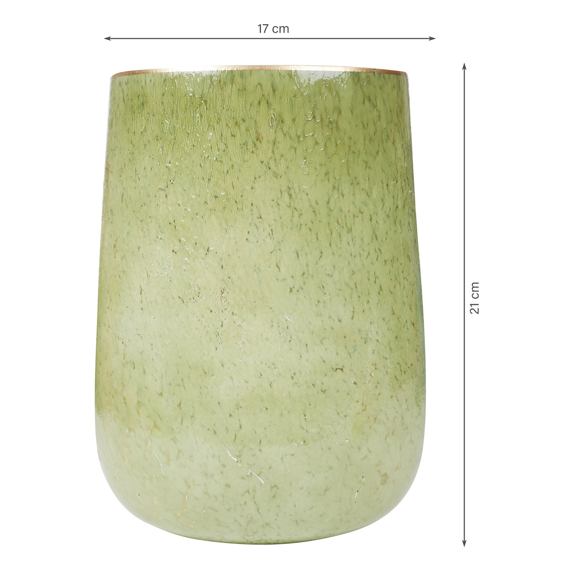 Phiona Glass Textured Handcrafted Vase 21 Cm in Olive Colour