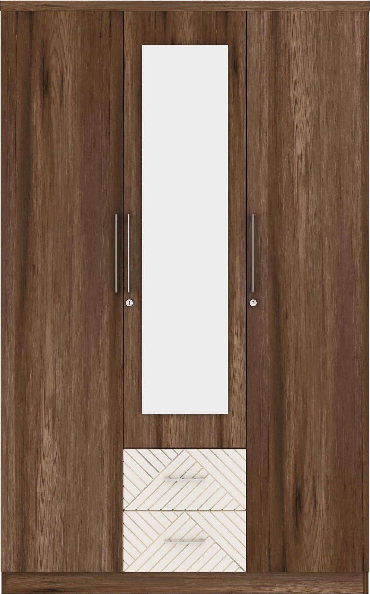 Saville Engineered Wood Three Door Wardrobe with Mirror in Dark Vogue Colour
