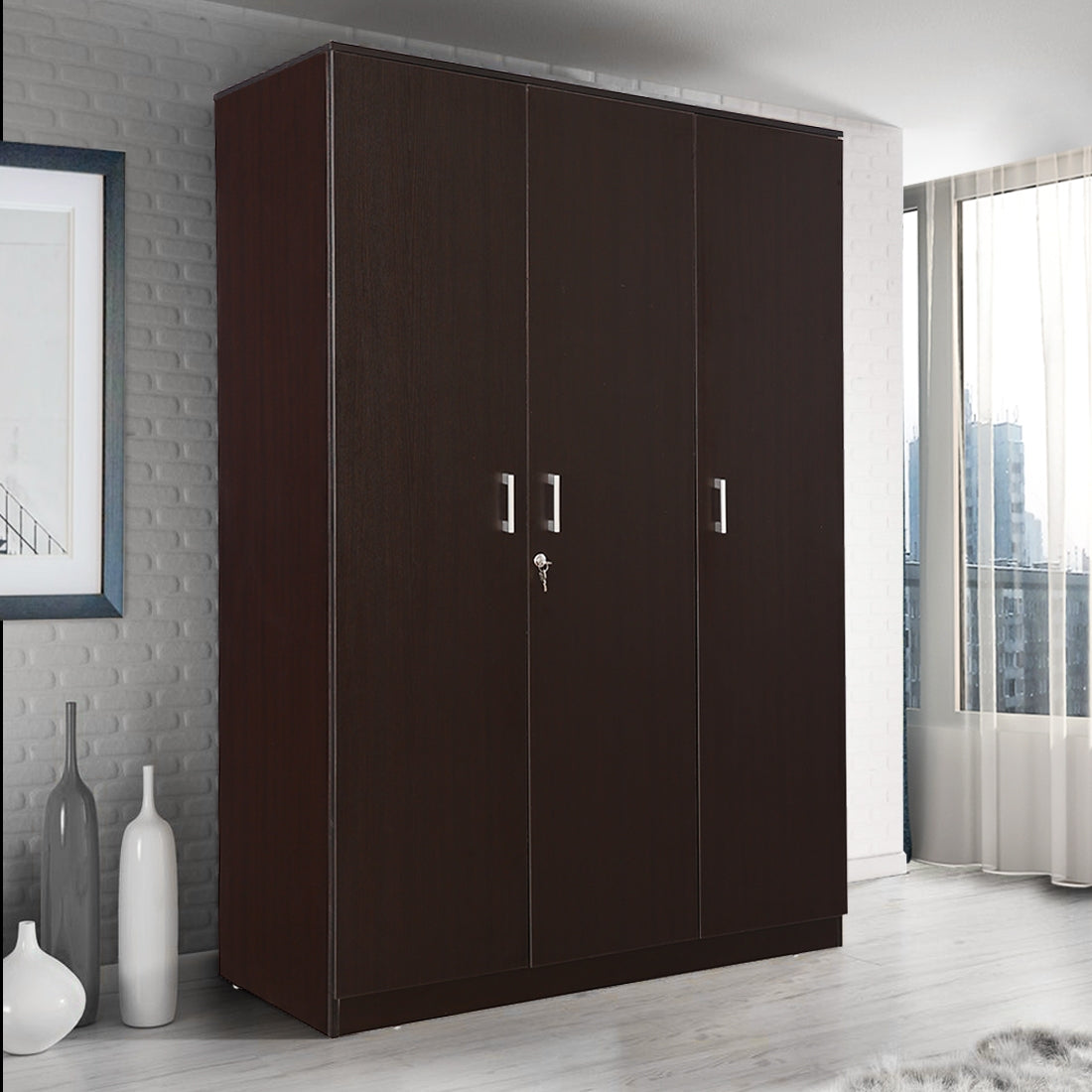 Prime Three door Wardrobe in Wenge Colour
