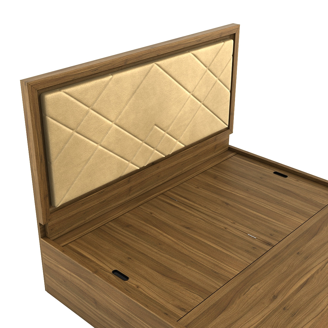 Petra Queen bed with Hydraulic storage in Walnut Colour