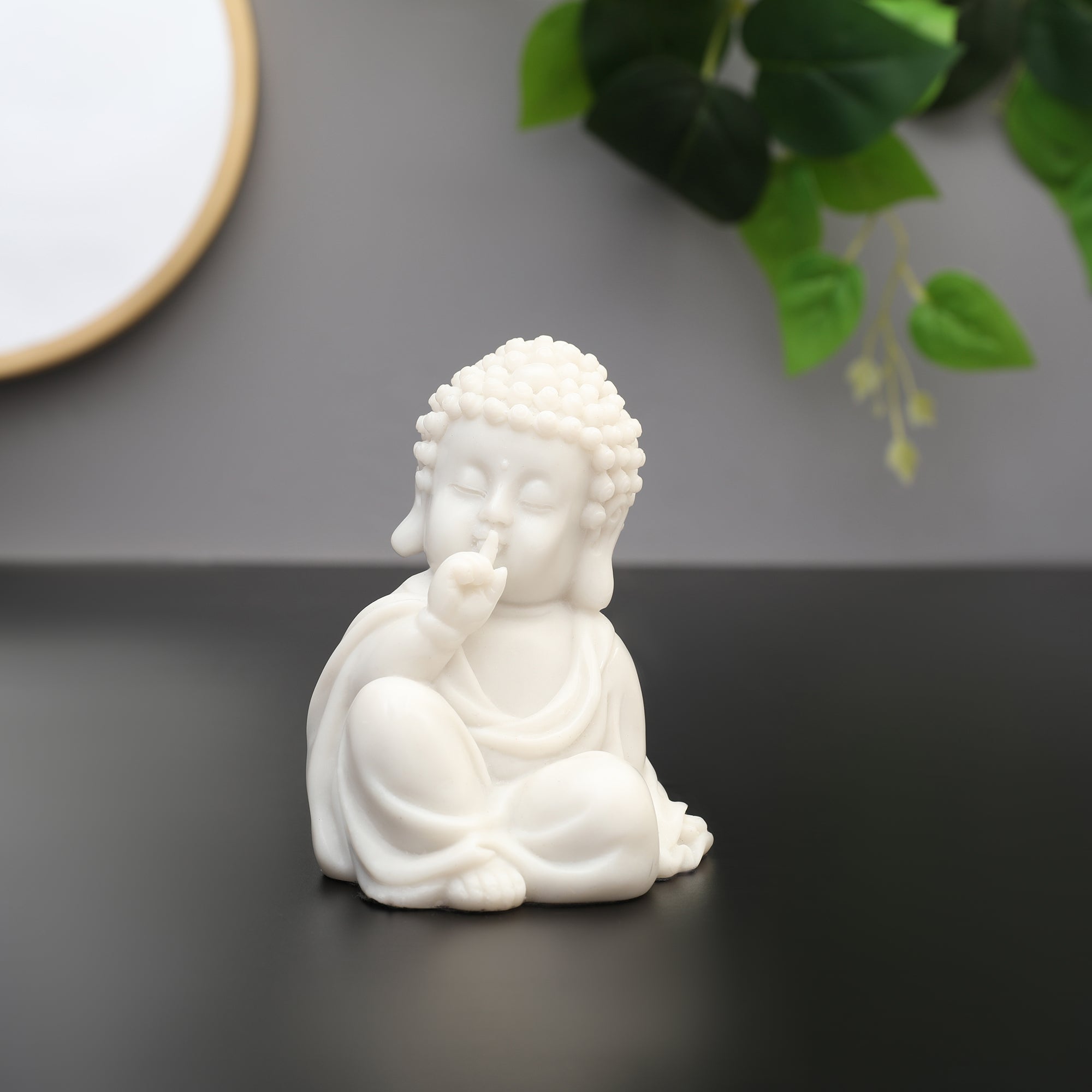 NAQSH SET OF 3PIECE MONK, POLYRESIN HAND FINISHED FIGURINE WHITE BY LIVNG ESSENCE