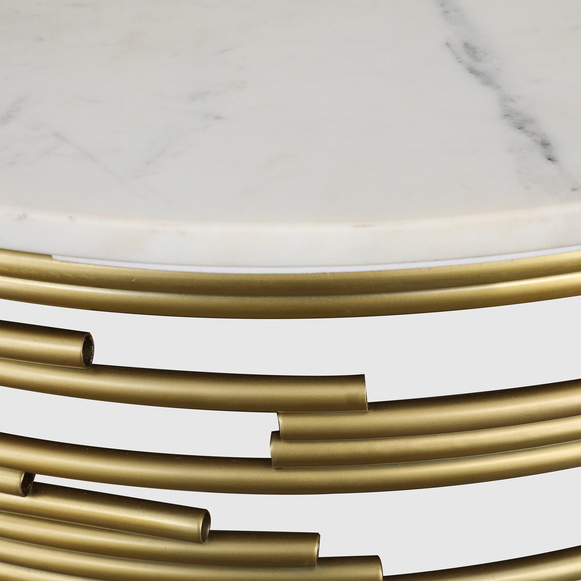Aurnia Marble Top Center Table in White & Gold Colour