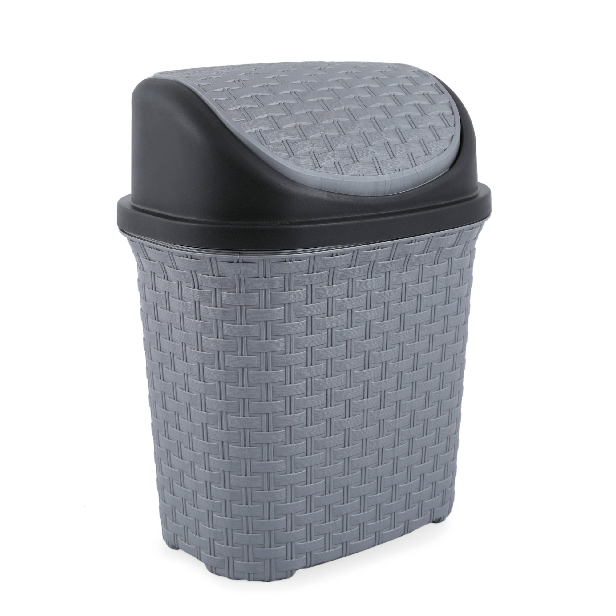 Brio Plastic Swing Dust Bin 6 Ltr in Grey Colour
