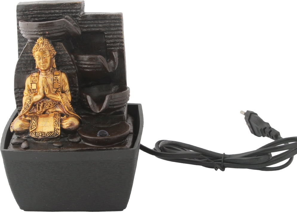 Impression Polyresin Buddha 3 Drop Fountain in Gold Colour