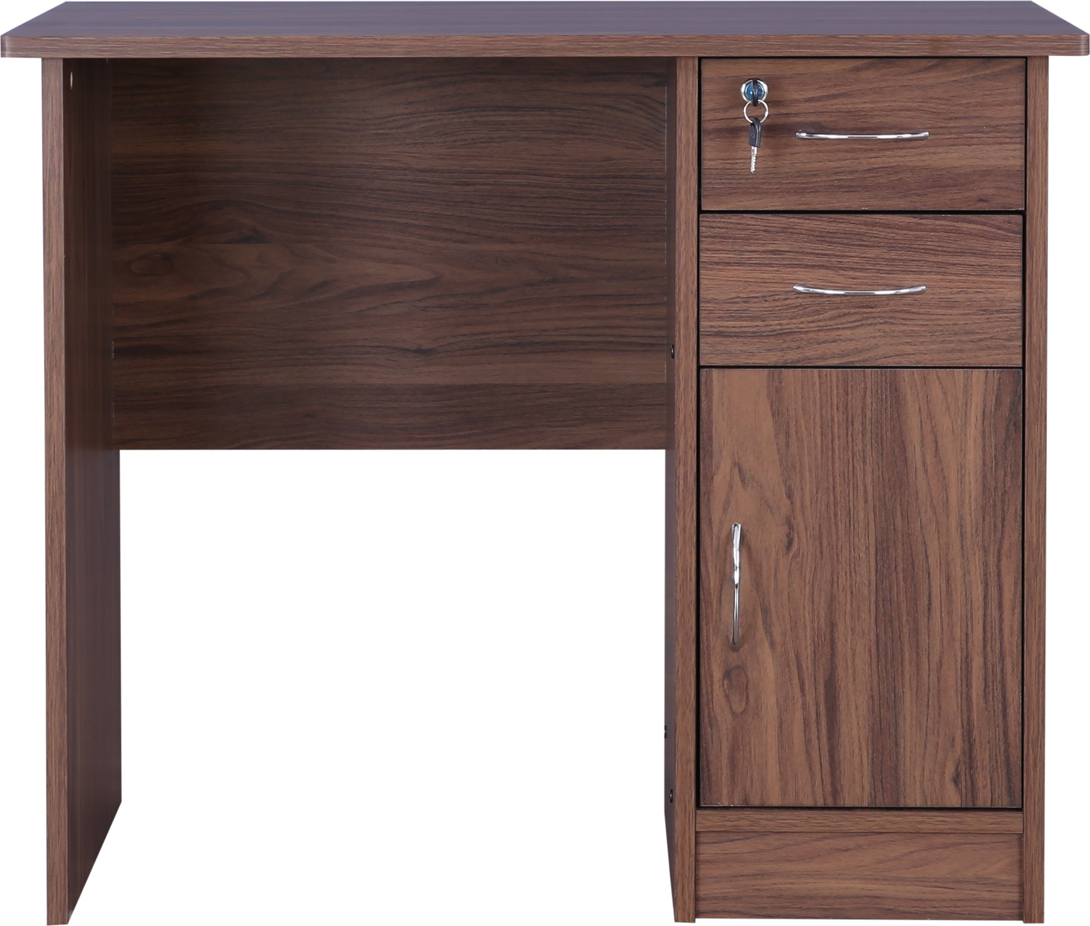 Simply Study Table with Three Drawer in Dark Walnut Colour