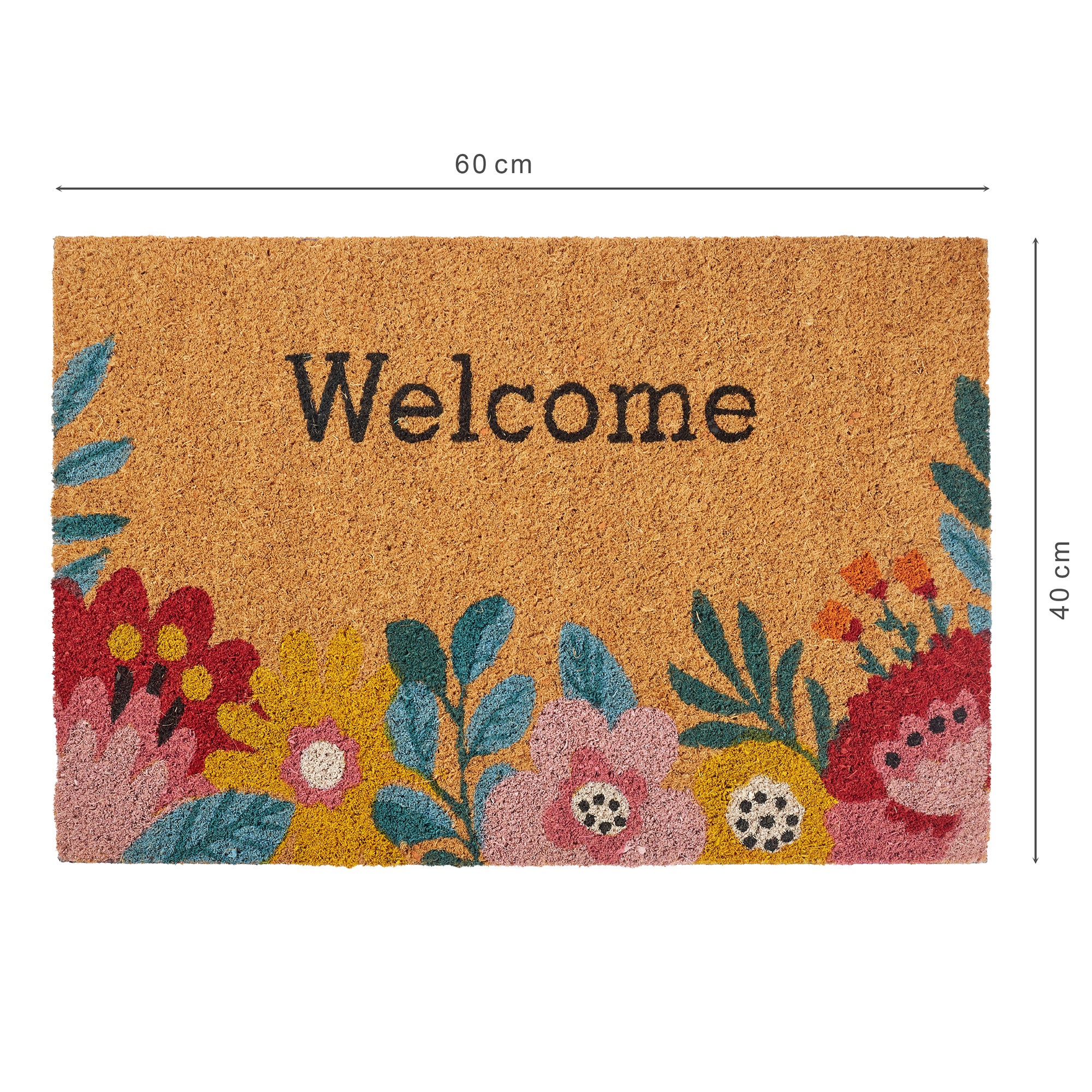 Natura  Floral Printed Coir Doormat 40x60 CM in Multi Colour