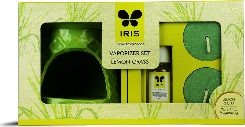 Vapourizer Set Ceramic 5Ml With 2 Tealights in Lemongrass Colour