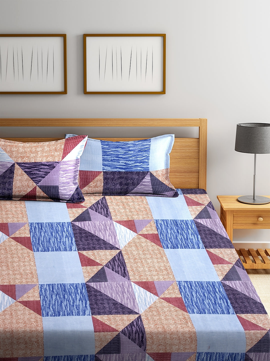Carnival Double Bedsheet 220 x 230 CM in Blue Multi Colour