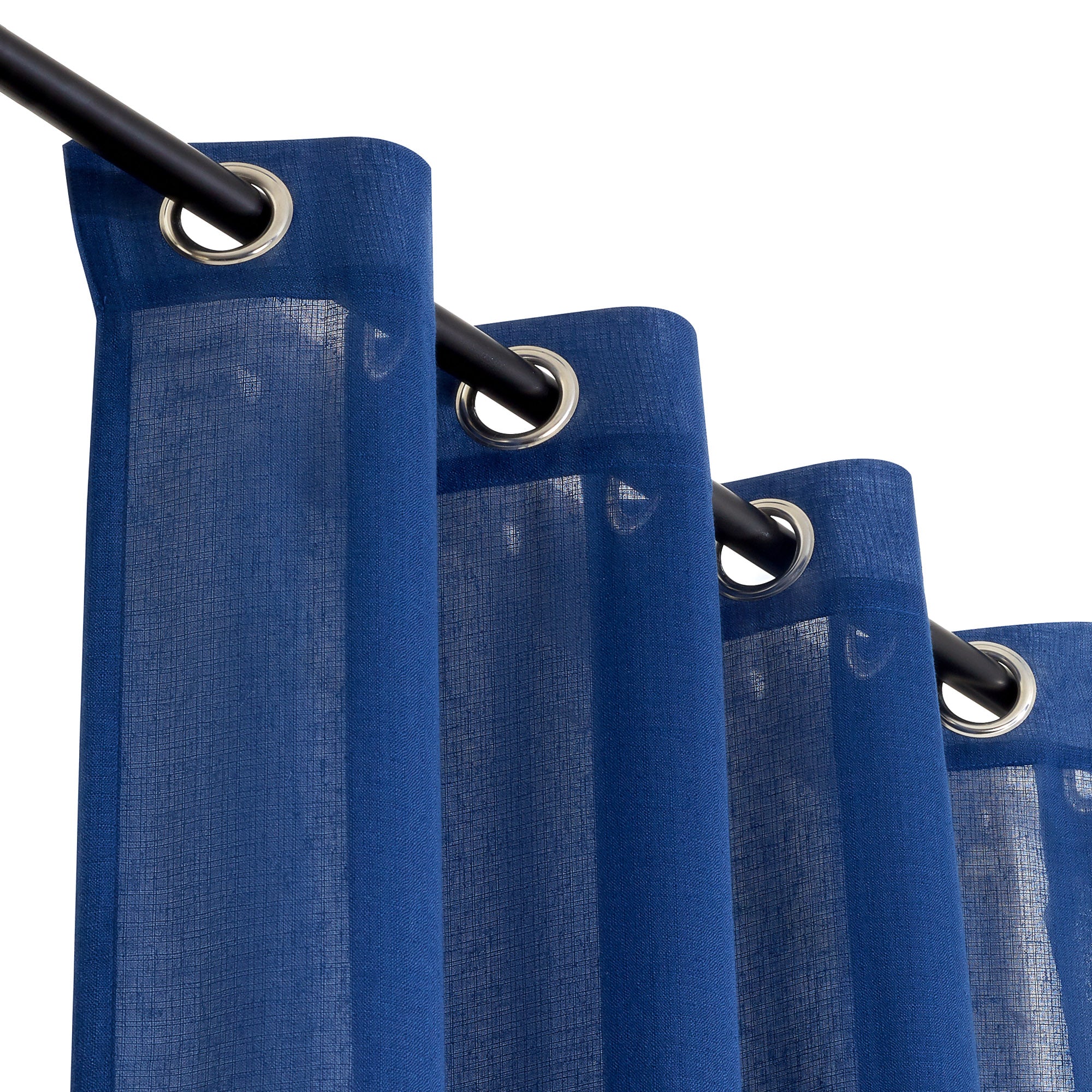 Fiesta  Set of 2 Solid Textured Sheer Window Curtains 5 Feet in Navy Colour