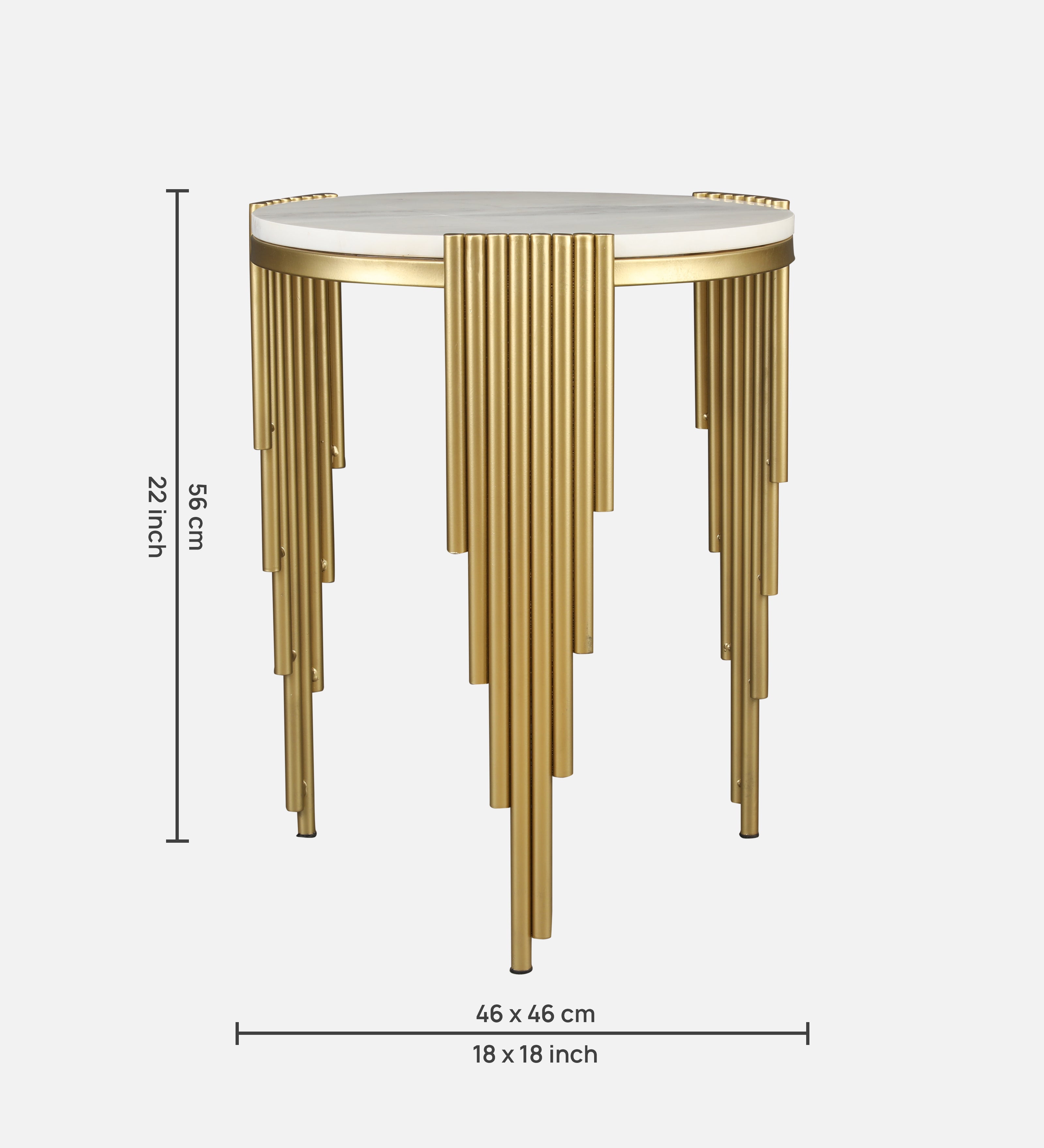 Giove Marble & Iron Side Table in White and Gold Colour