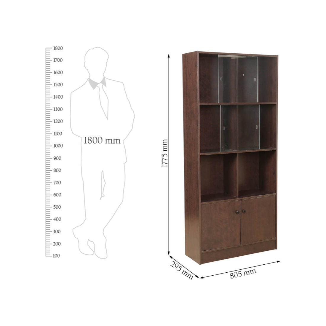 Lara Engineered Wood Large Book Shelf in Wenge Colour