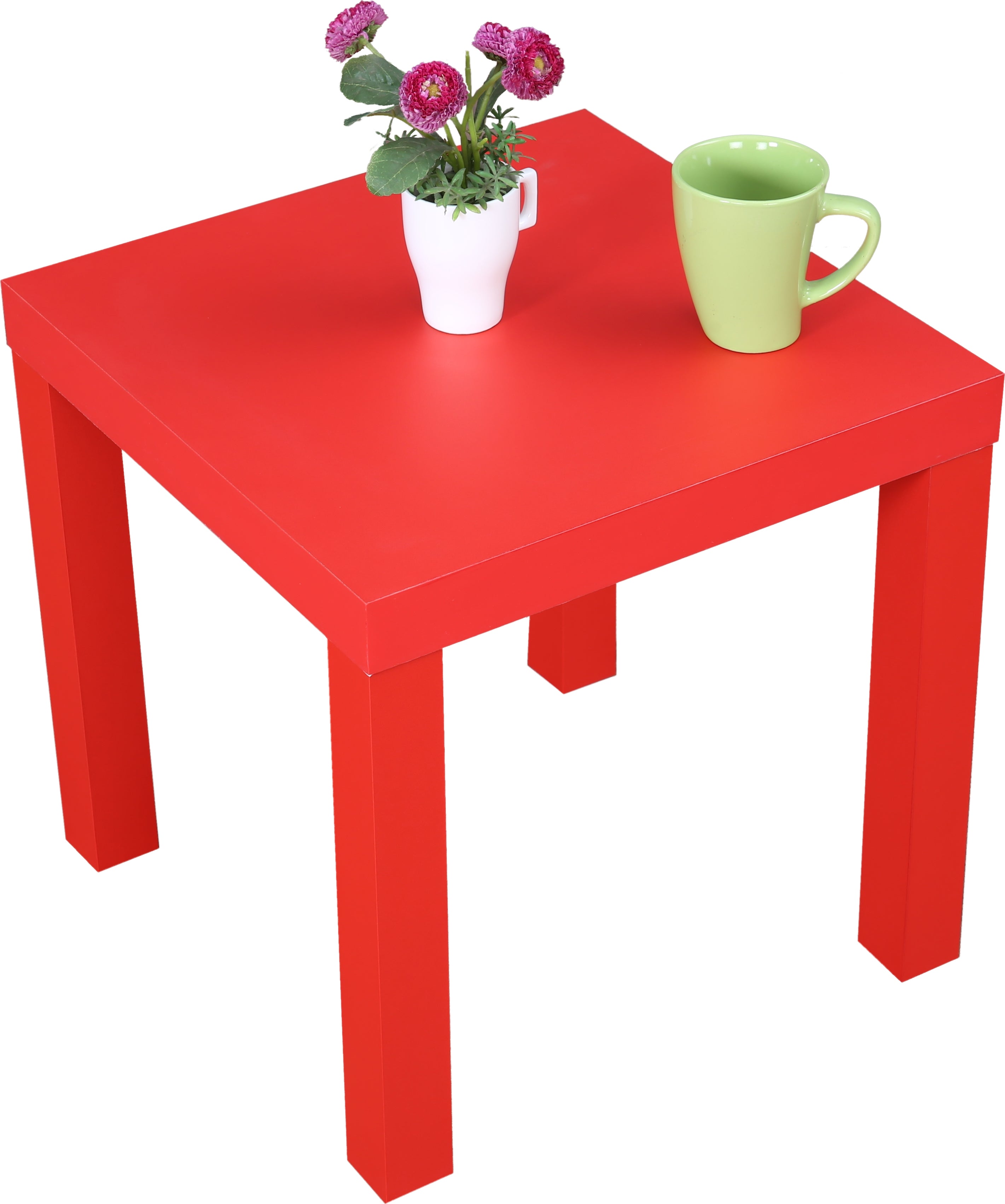 Larix Engineered Wood Side Table in Red Colour