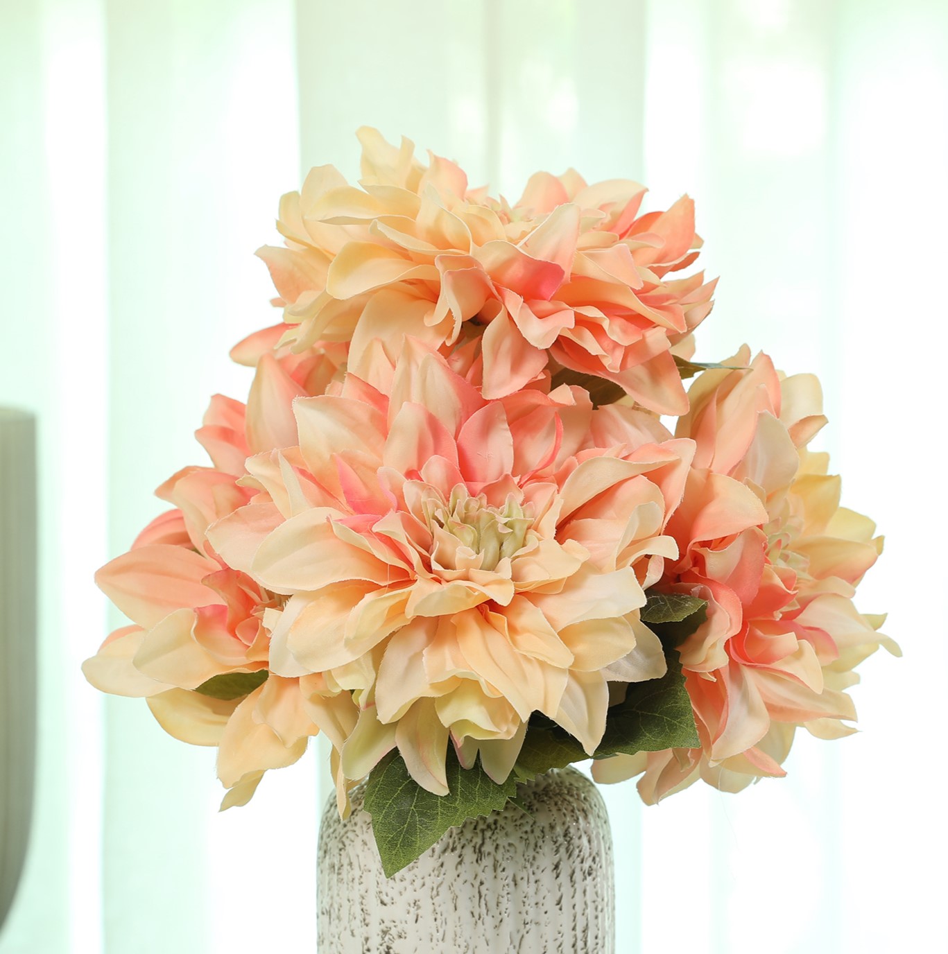 Blume Artificial Flower Dahlia Bunch 48cm in Peach Colour By Living Essence