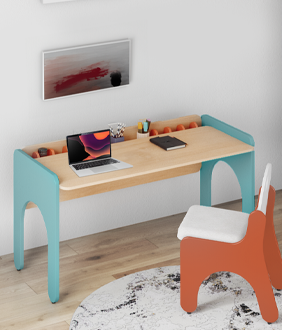 Cubby Twin Seater Spacious Study Desk with Iconic Storage Separators in Marine Teal Colour
