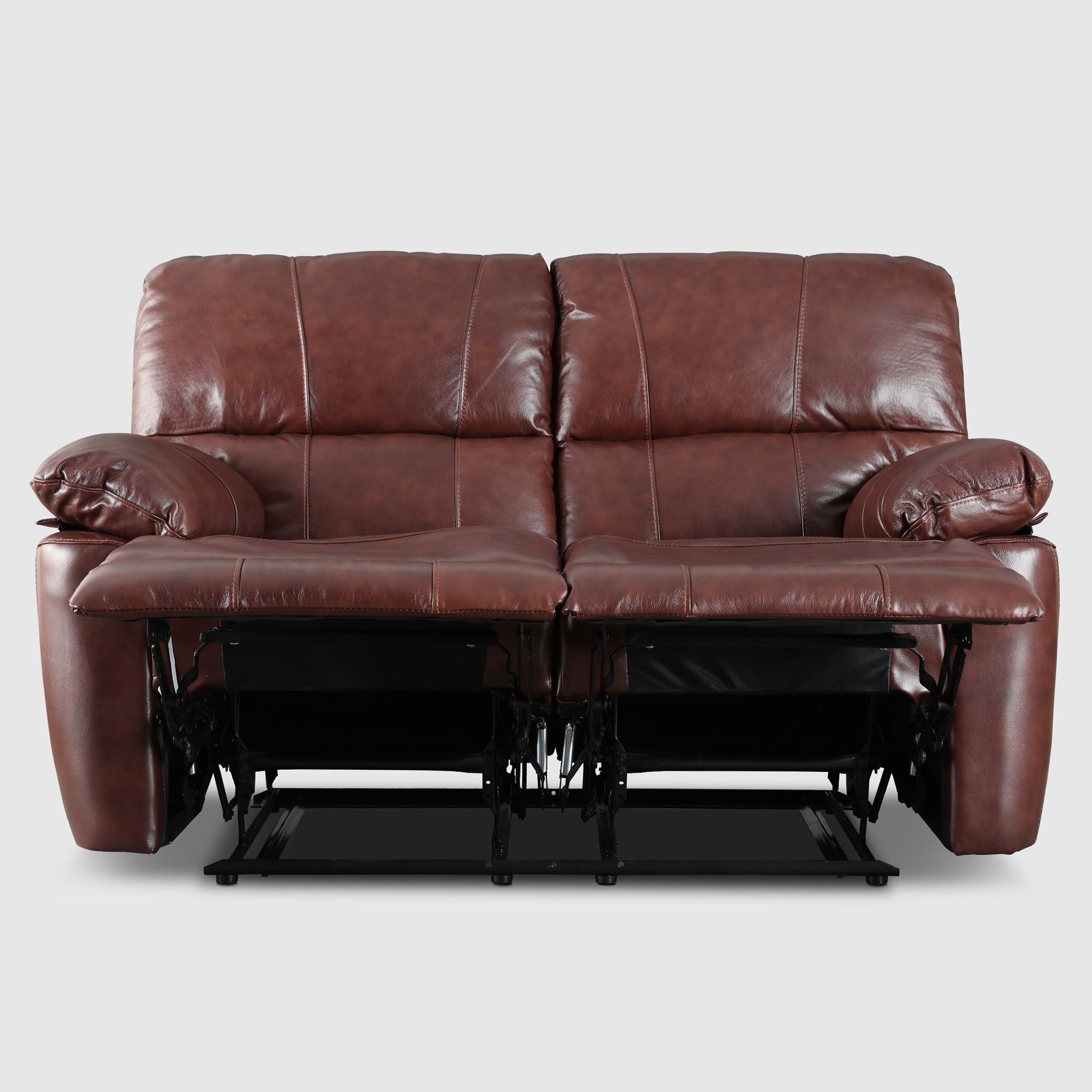 Charles Half Leather Two Seater Recliner in Brown Colour