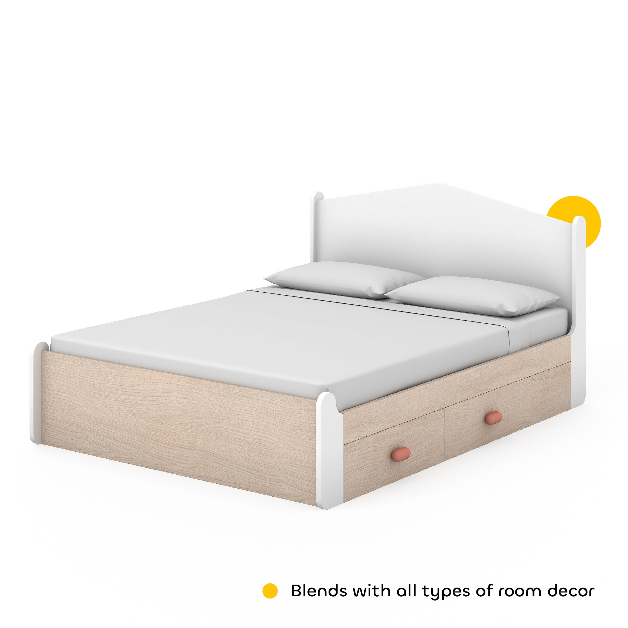 Secret Den Queen Size Bed with Storage in Pearly White Colour