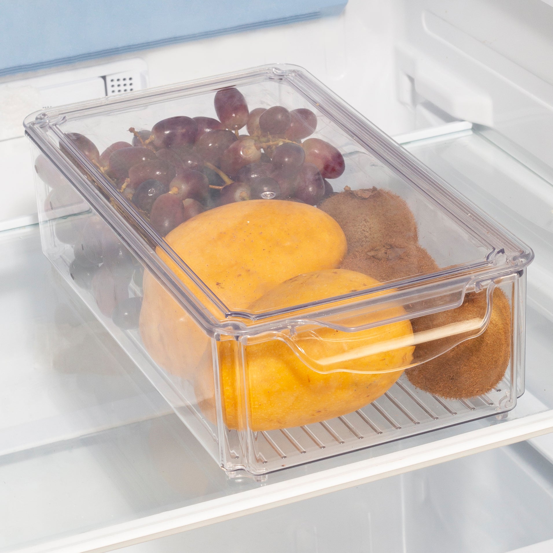 Robusto PET BPA Free Stackable Fridge Organizer with Lid & Drain - 6.1 Ltr in Transparent Colour