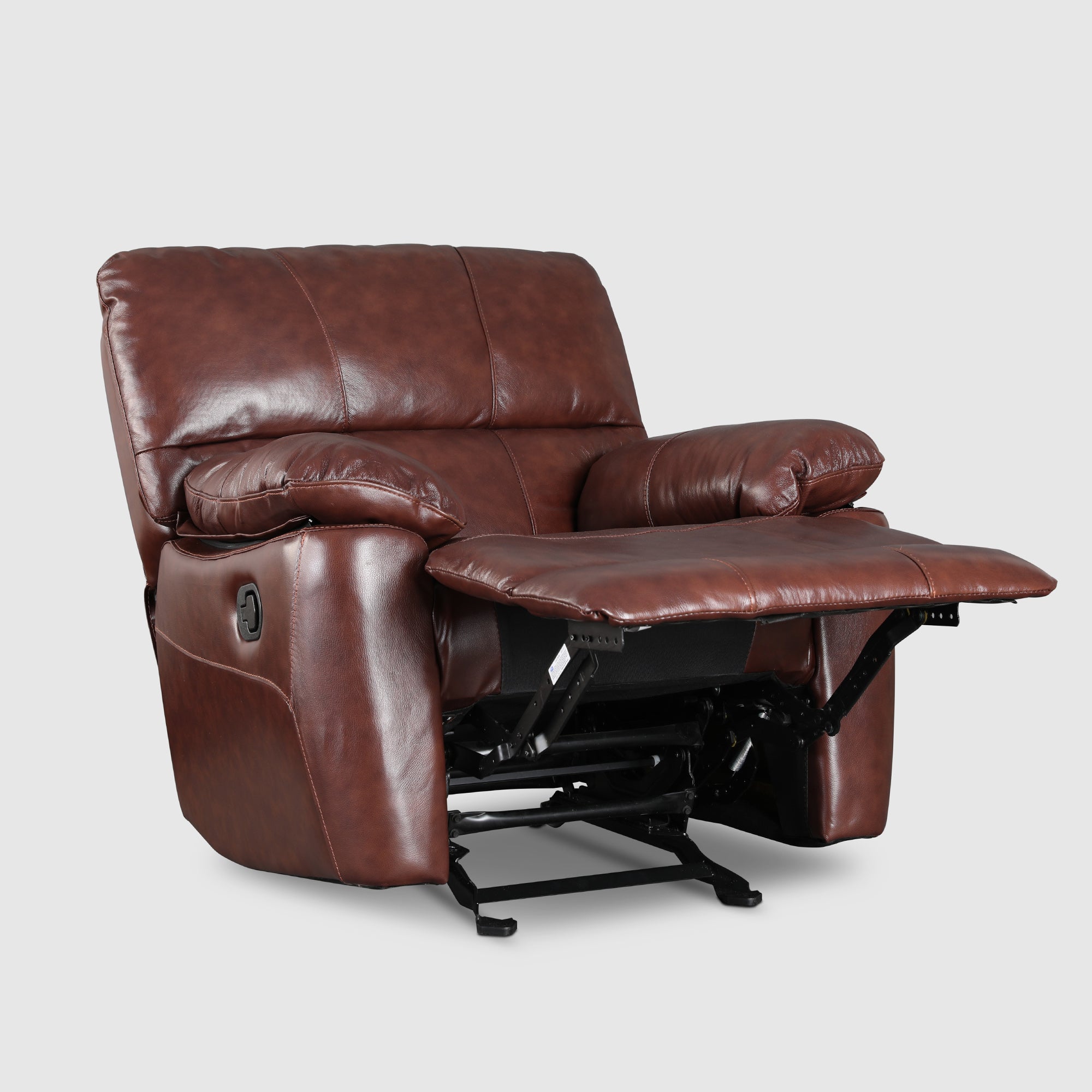 Charles Half Leather Single Seater Rocker Recliner in Brown Colour