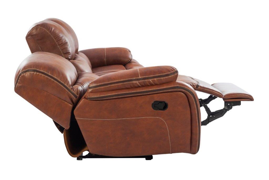 Tigris Leatherette Three Seater Recliner in Brown Colour