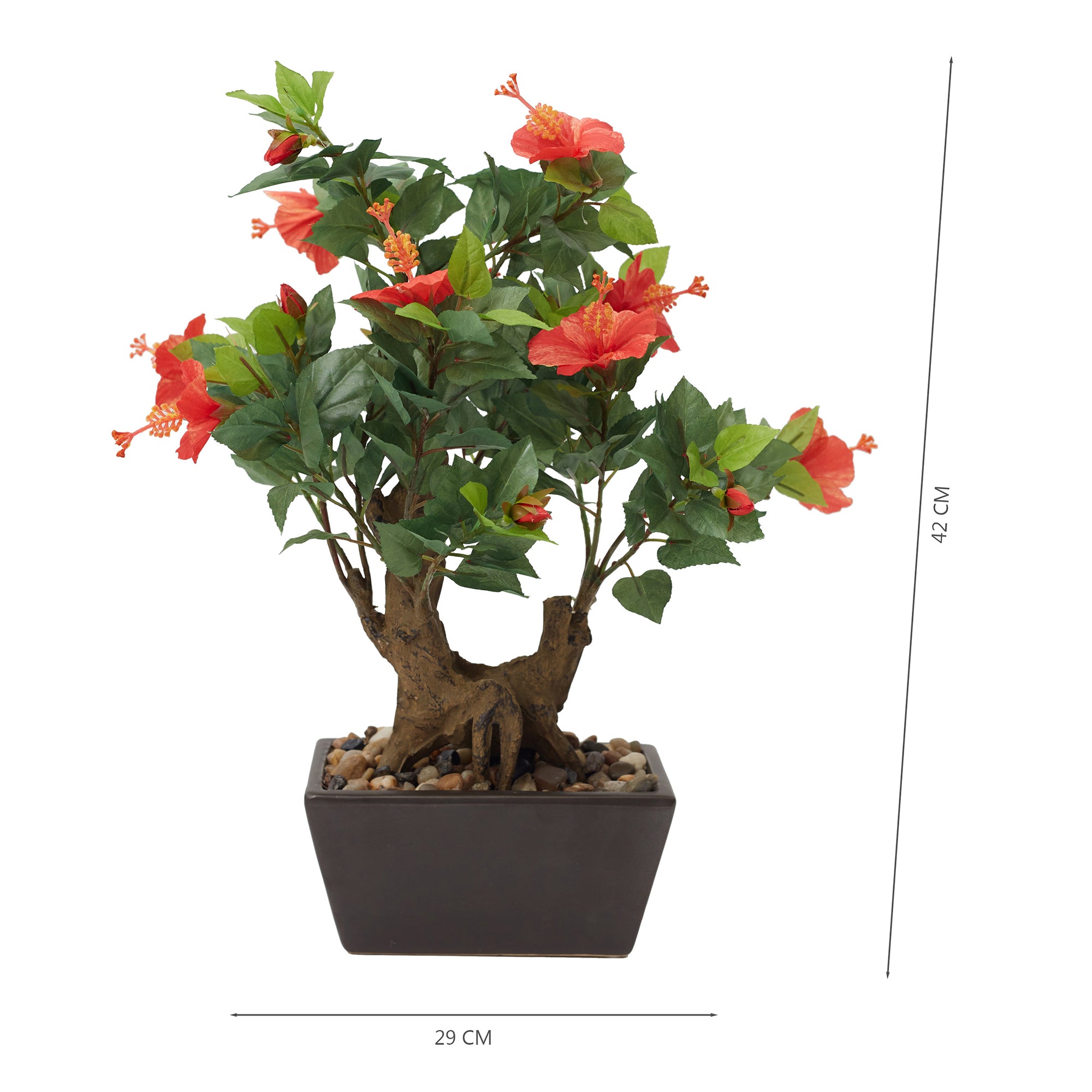 Ilana Faux Hibiscus Ceramic Potted Plant 43 Cm in Pink Colour