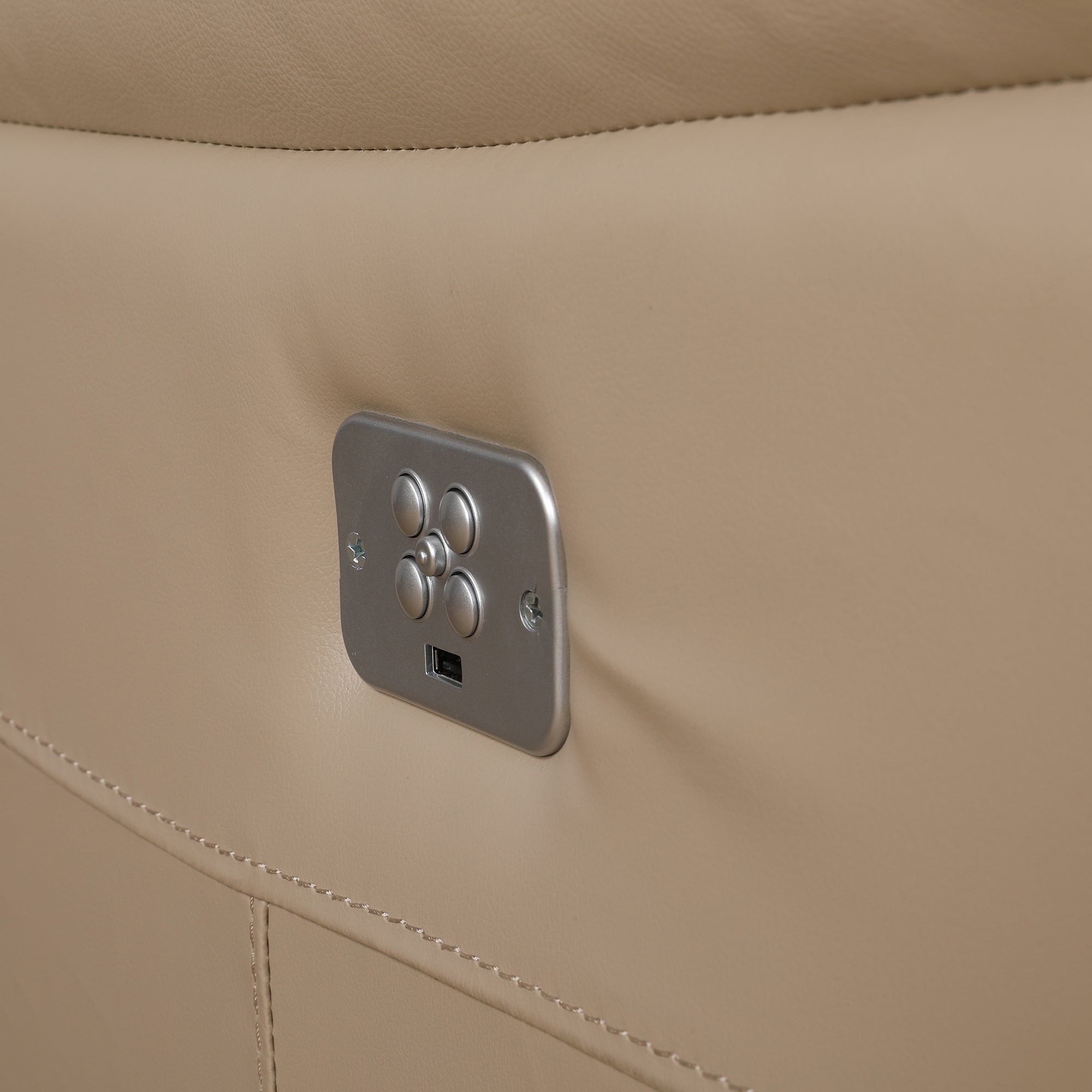 Plush Leather Single Seater Electric Recliner in Beige Colour