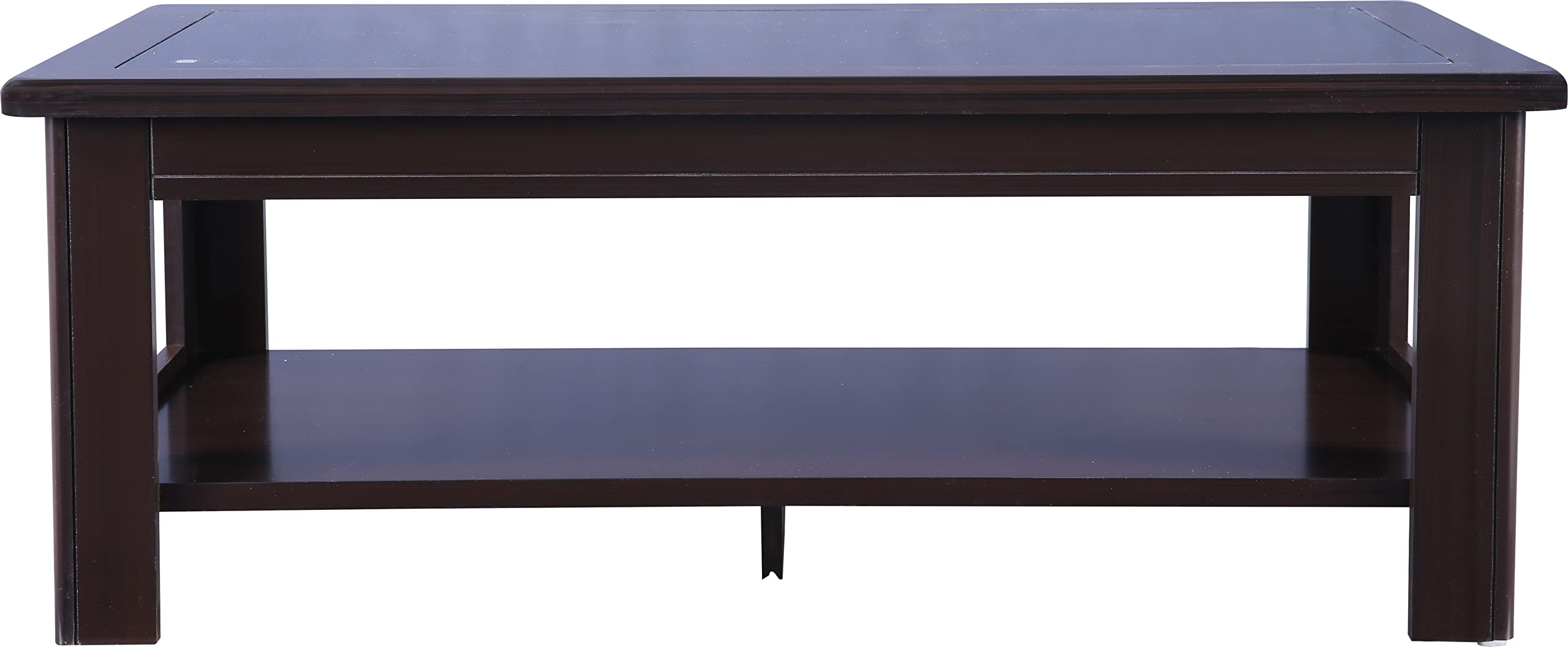 Maysville Glass Top Center Table in Walnut Colour