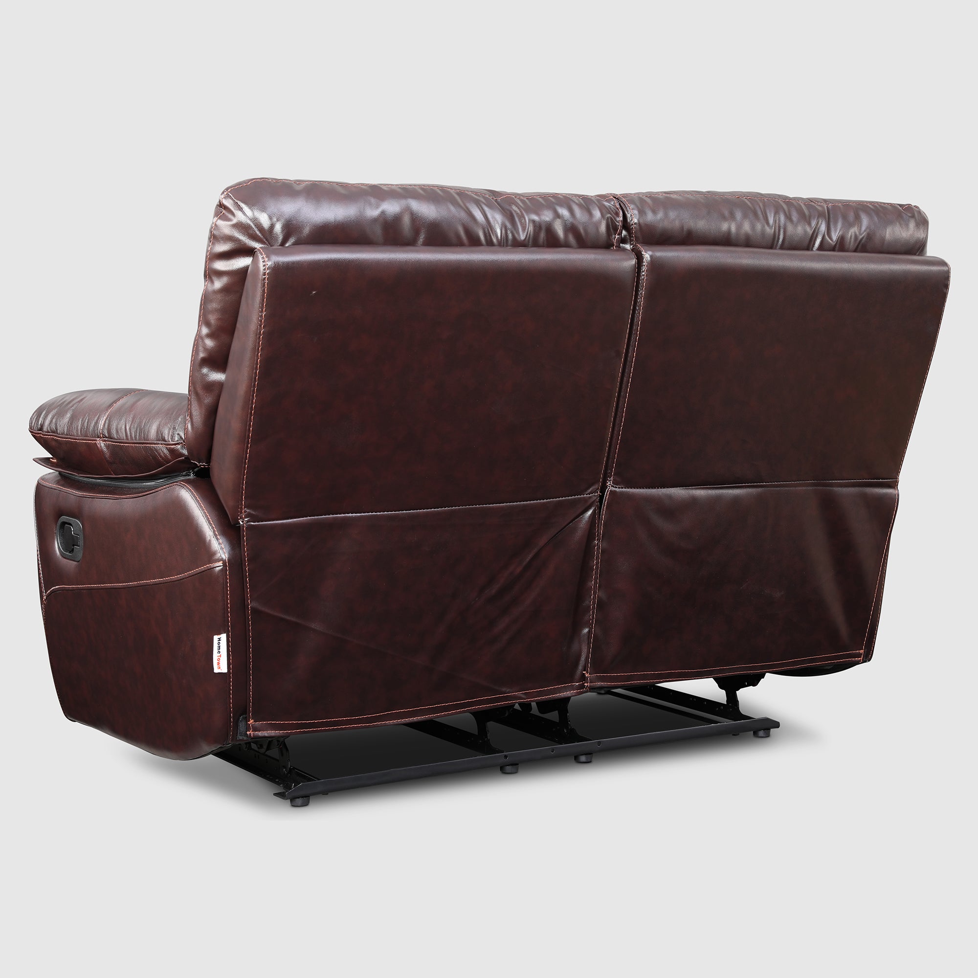 Charles Half Leather Two Seater Recliner in Burgundy Colour