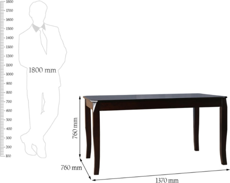 Cardiff Solidwood 6 Seater Dining Set with Bench in Expresso Colour