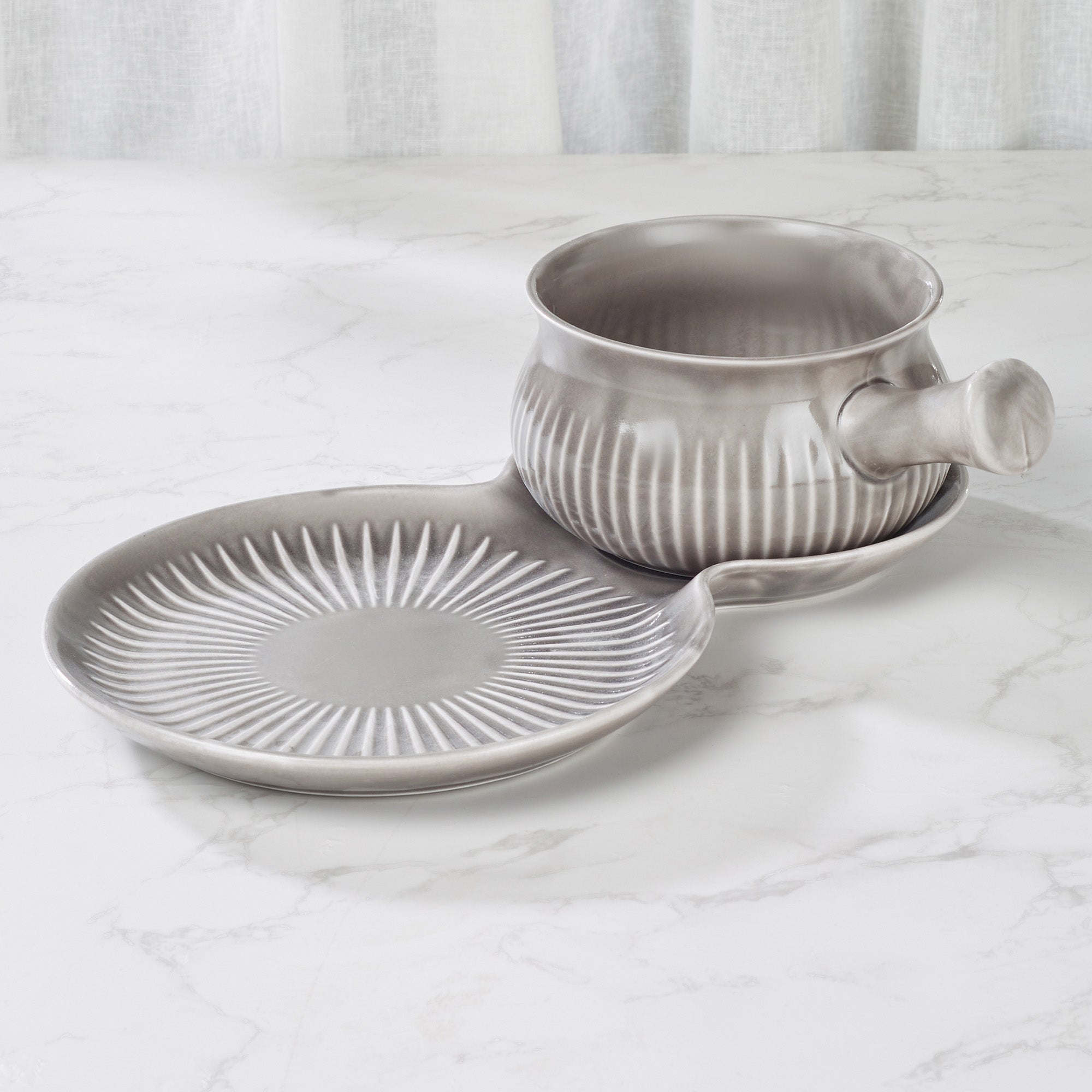 Ace Ceramic Soup Cup & Serving Platter Combo in Assorted Colour