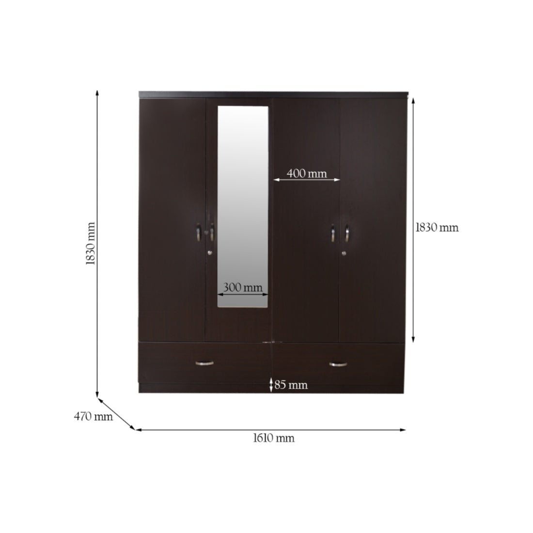 Utsav 4 door wardrobe in Wenge Colour