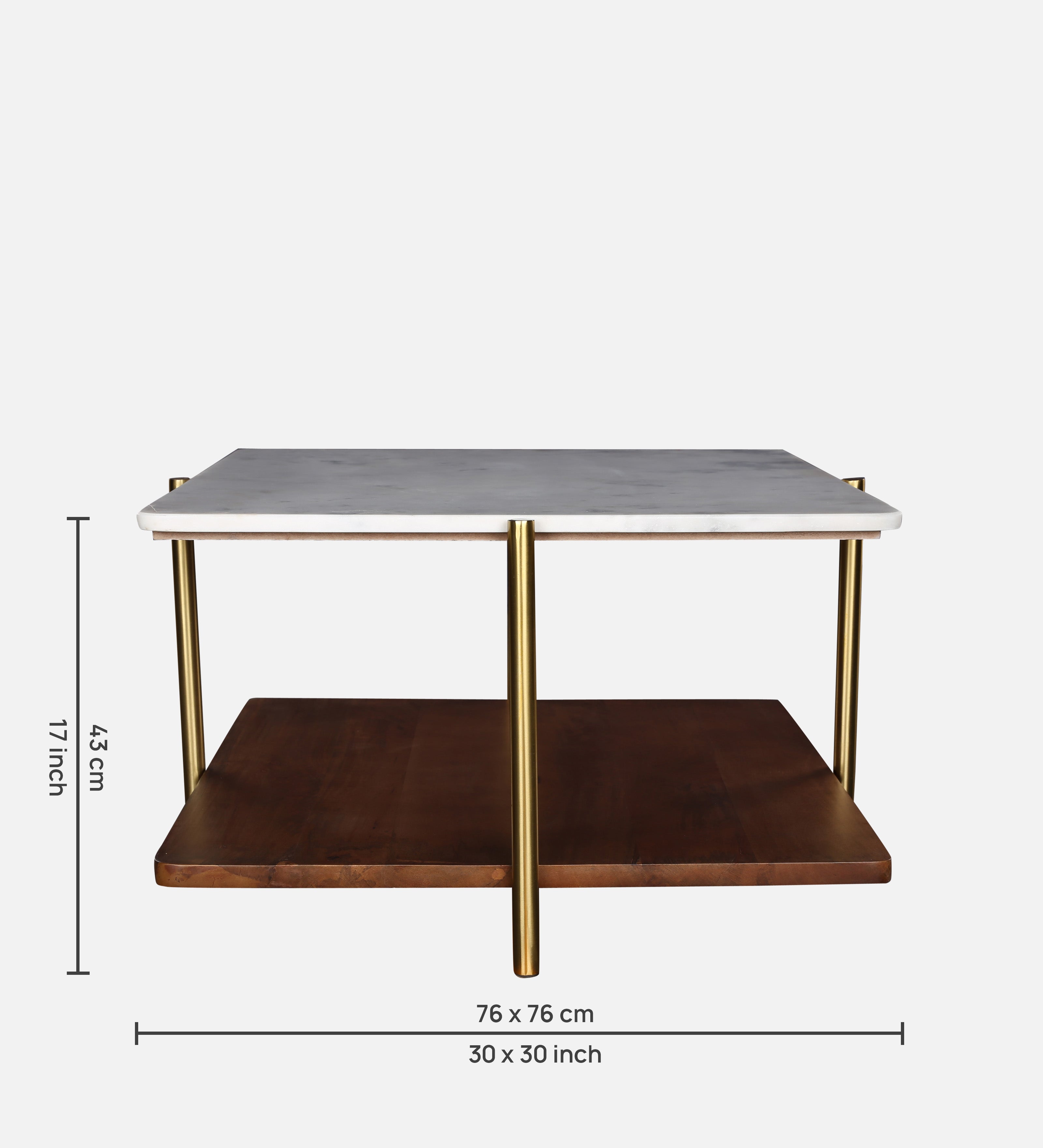 Volakas Metal Center Table in White and Walnut Colour