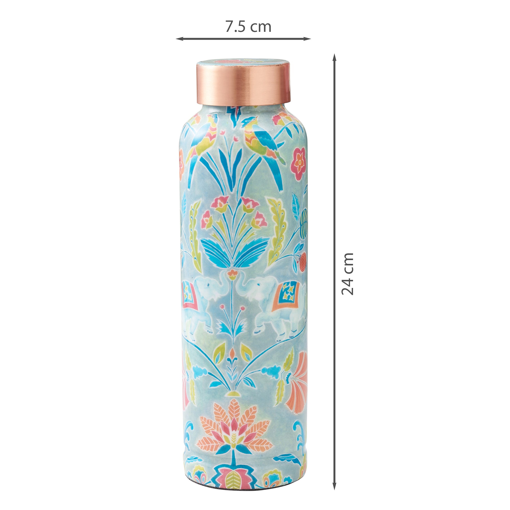 Anar Printed 1 Litre Copper Bottle Perfect Ayurvedic Copper Vessel For Sports, Fitness, Yoga - Natural Health Benefits in Multi Colour