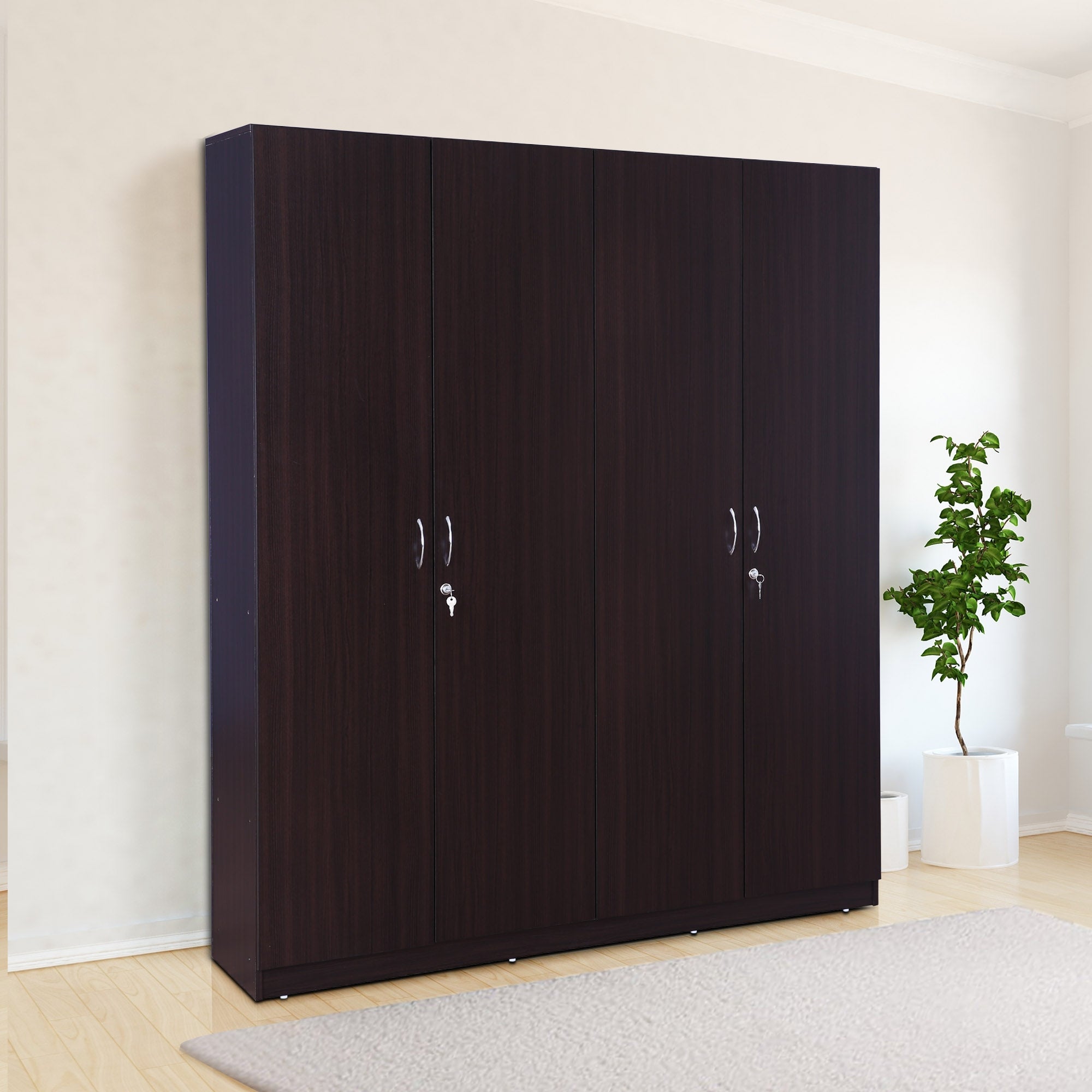Willy Engineered Wood 4 door wardrobe in Walnut Colour