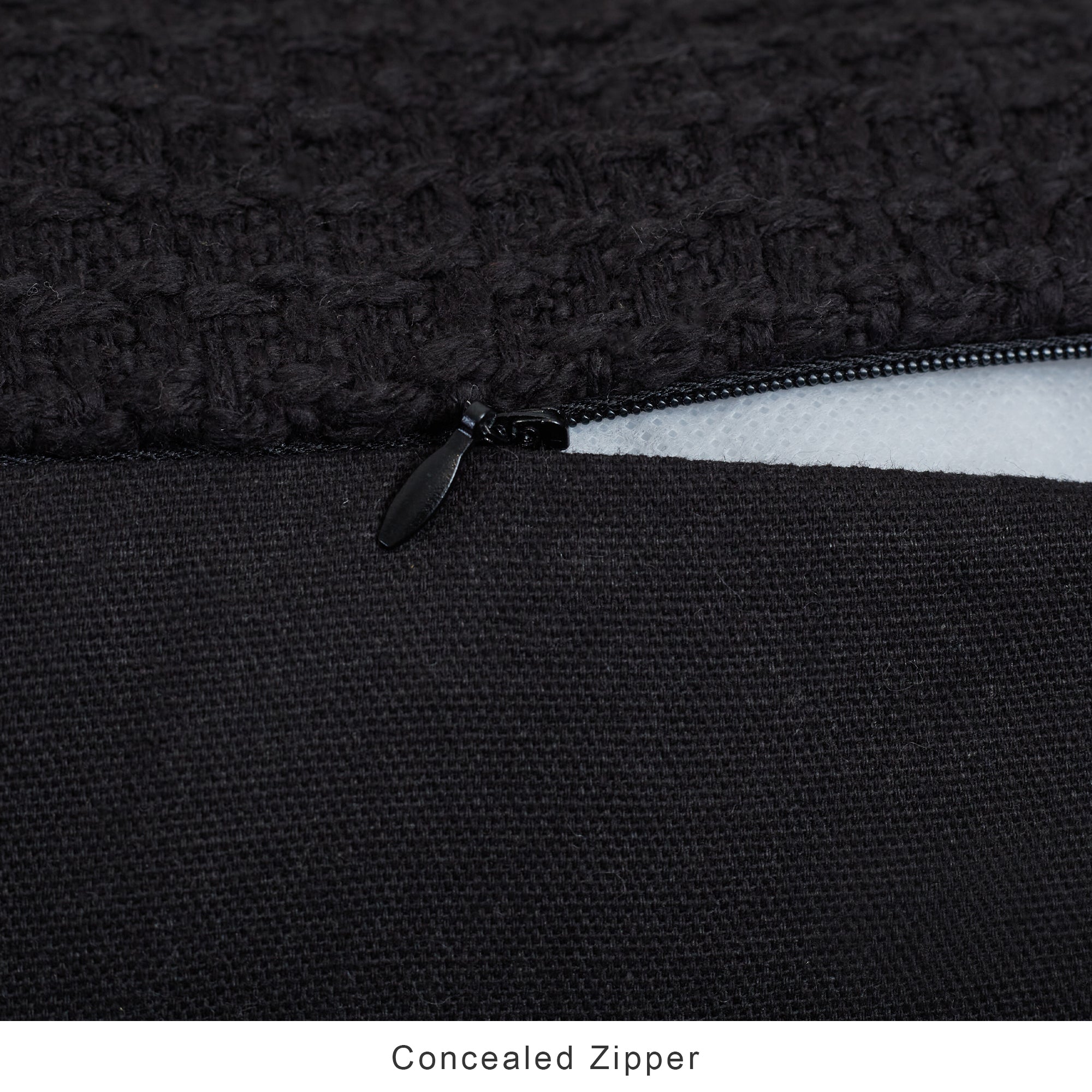 Ebony  Solid Textured Cushion Cover 45x45 Cm in Black Colour