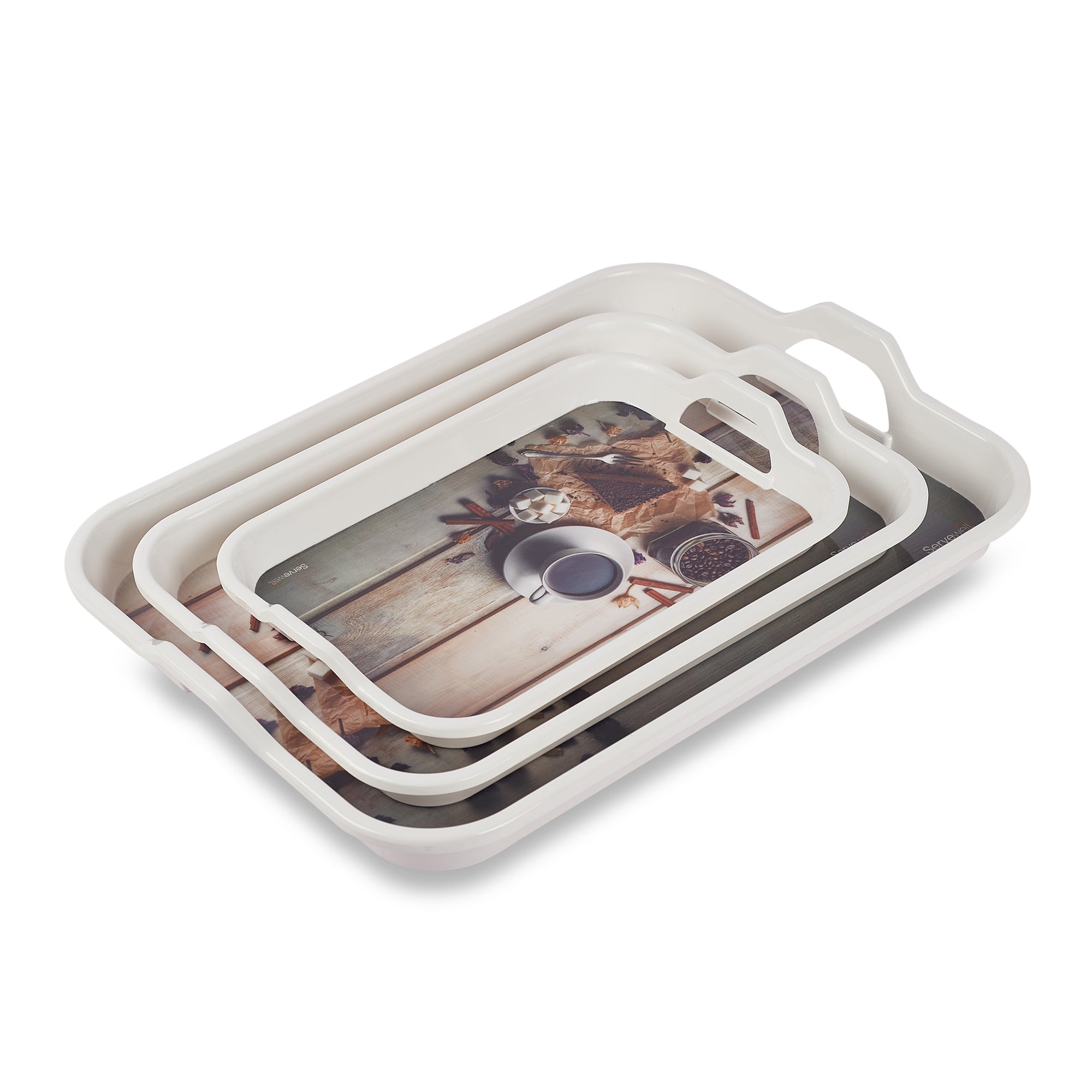 Handy Melamine Tray Set of 3 in Multi Colour