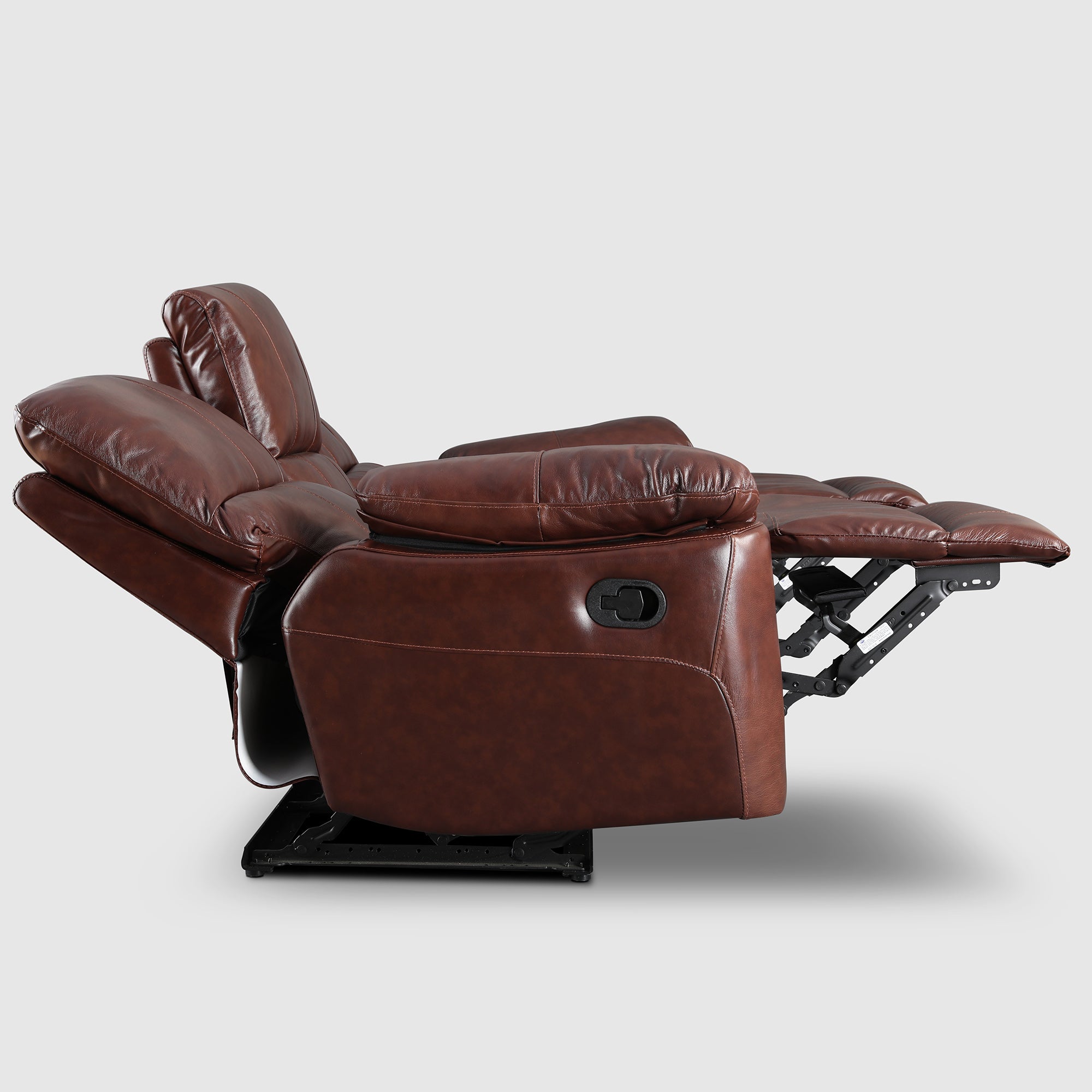 Charles Half Leather Three Seater Recliner in Brown Colour