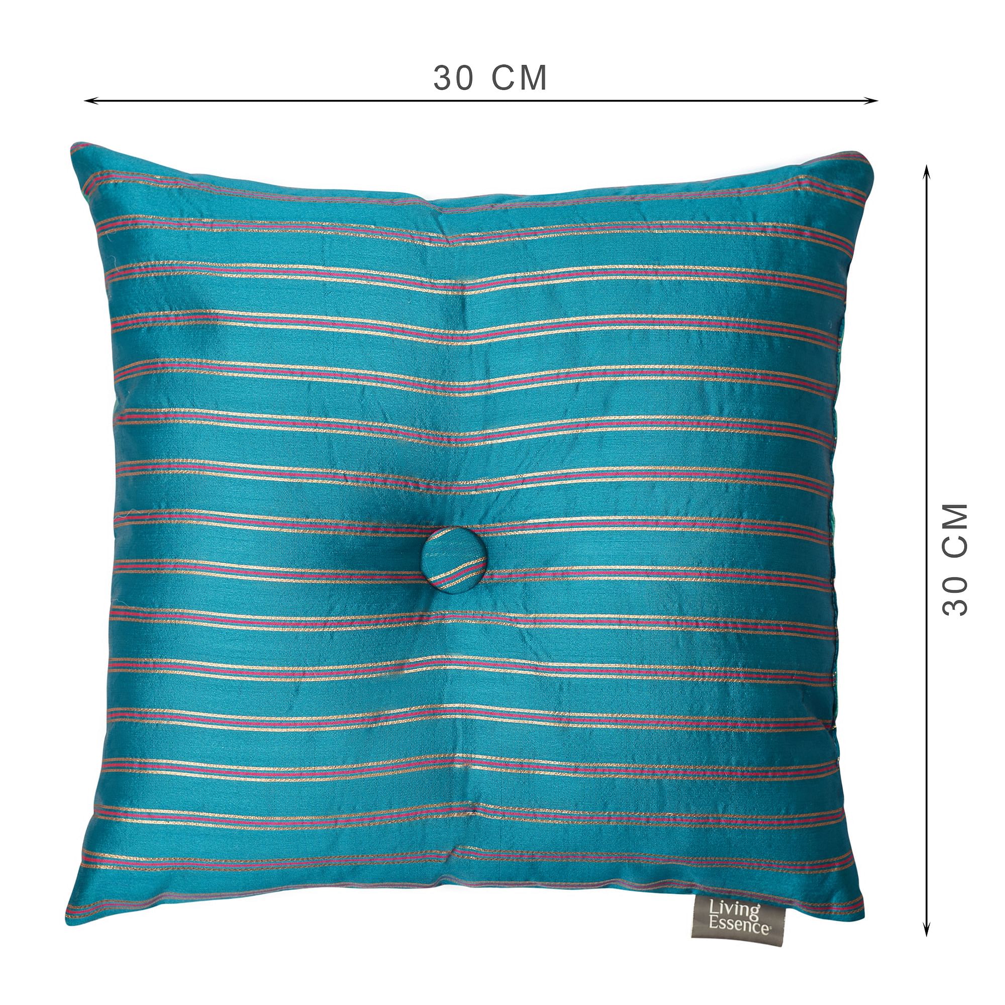 Fiesta  Jacquard Pattern Reversible Filled Cushion 30X30 Cm in Aqua & Teal Colour