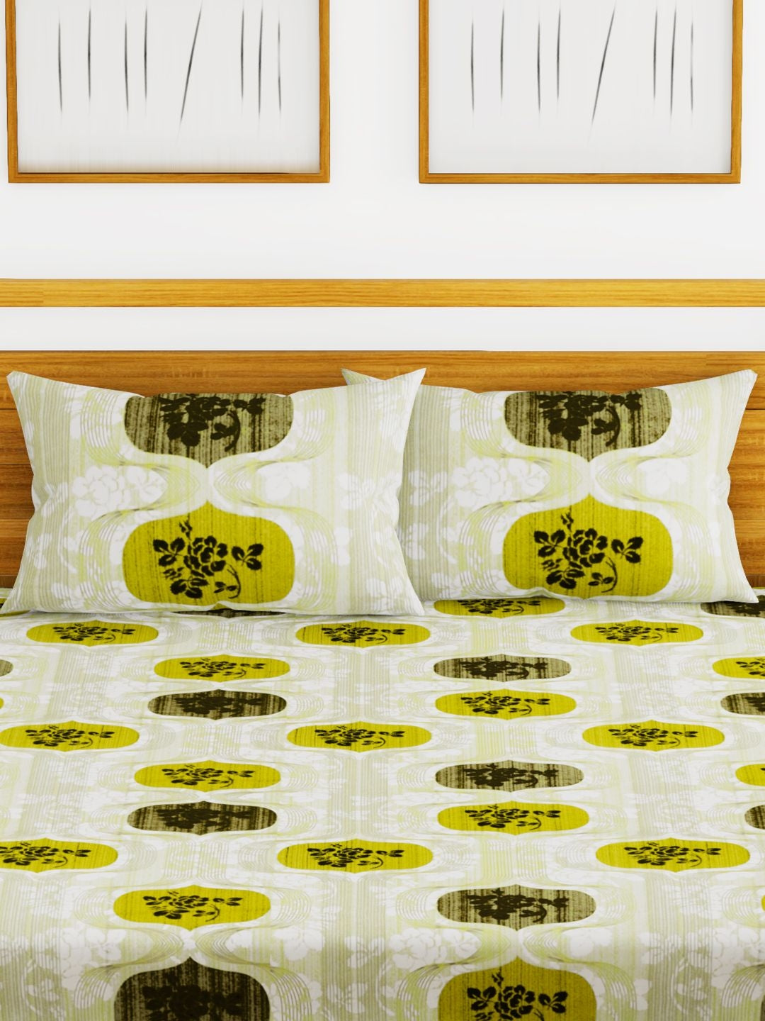 Essenza Cotton King Bed Sheet 220X254 CM in Light Green Colour