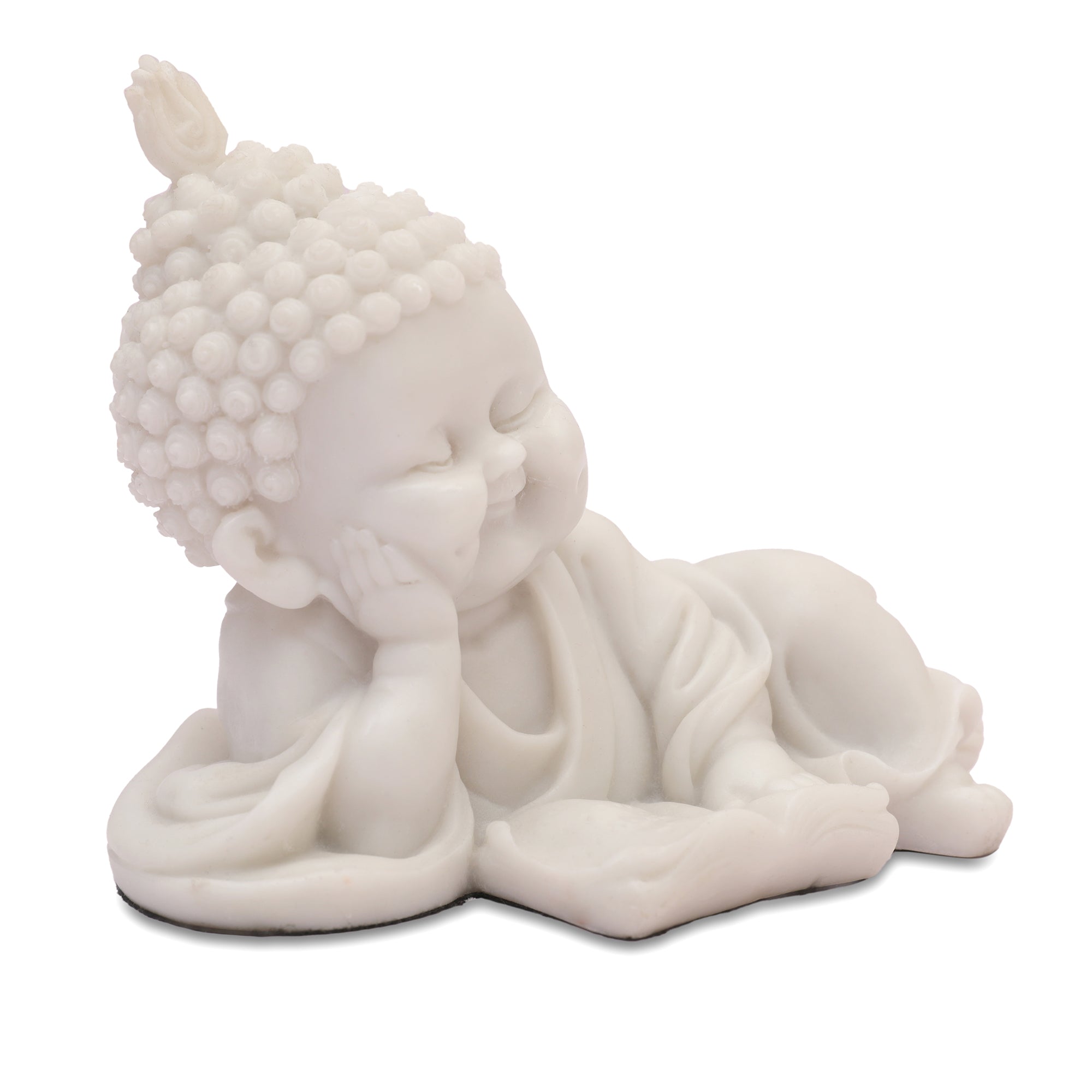 NAQSH READING MONK, POLYRESIN HAND FINISHED FIGURINE WHITE BY LIVNG ESSENCE