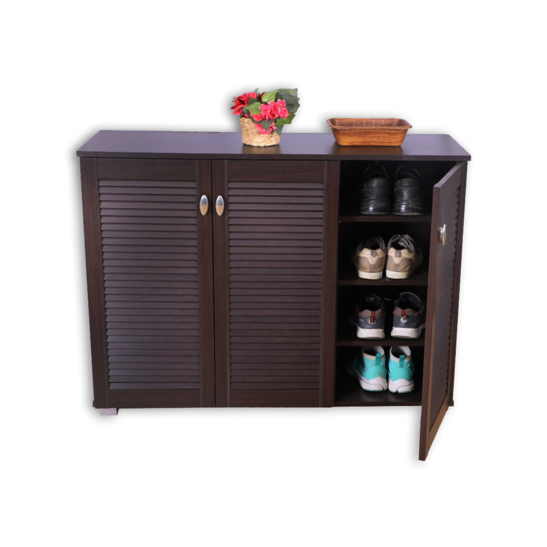 Frisco Engineered Wood 3 door Shoe Rack in Wenge Colour