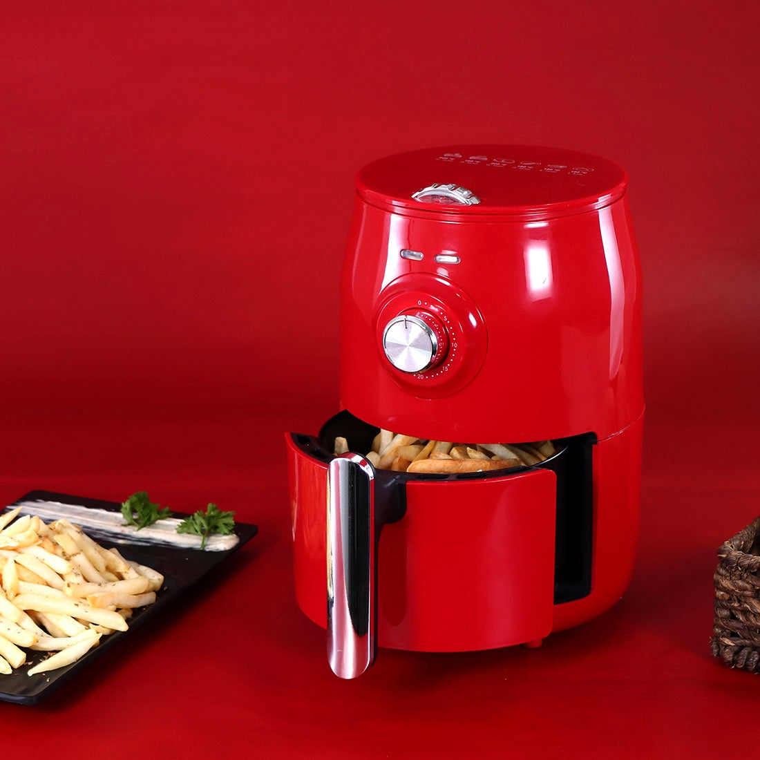 Crimson Edge Non-Stick Compact Air Fryer 1.8Ltr 1000W in Red Colour by Wonderchef