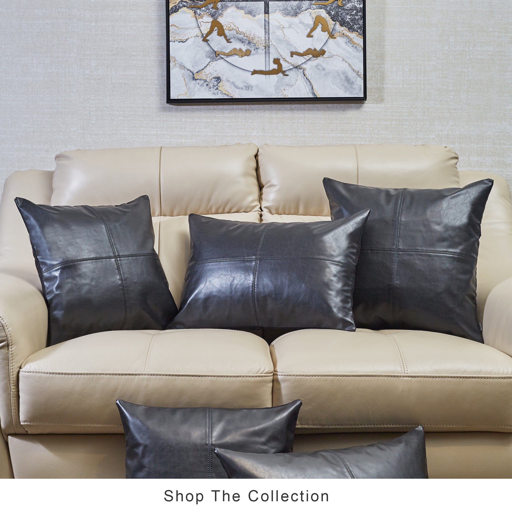 Luxe Living  Vegan Leather Cushion Cover 45x45 Cm in Black Colour