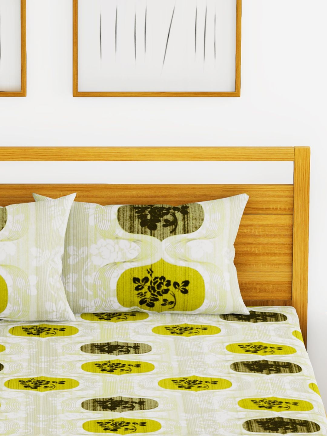Essenza Cotton King Bed Sheet 220X254 CM in Light Green Colour