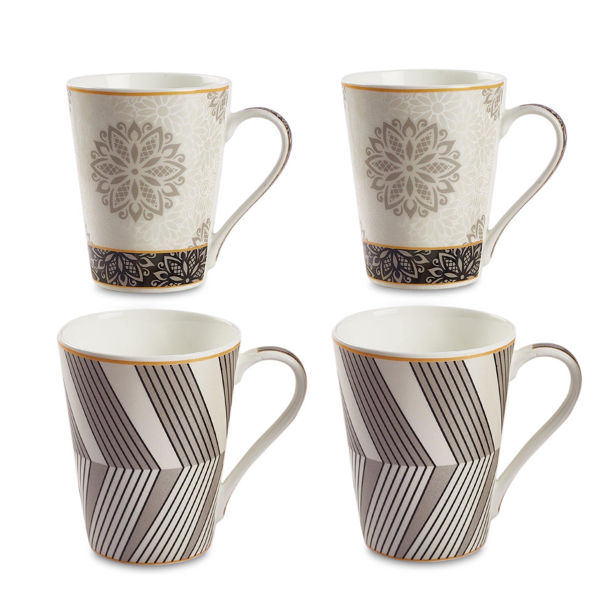 Sapphire Bone China Coffee Mug Set of 4 in Grey Colour