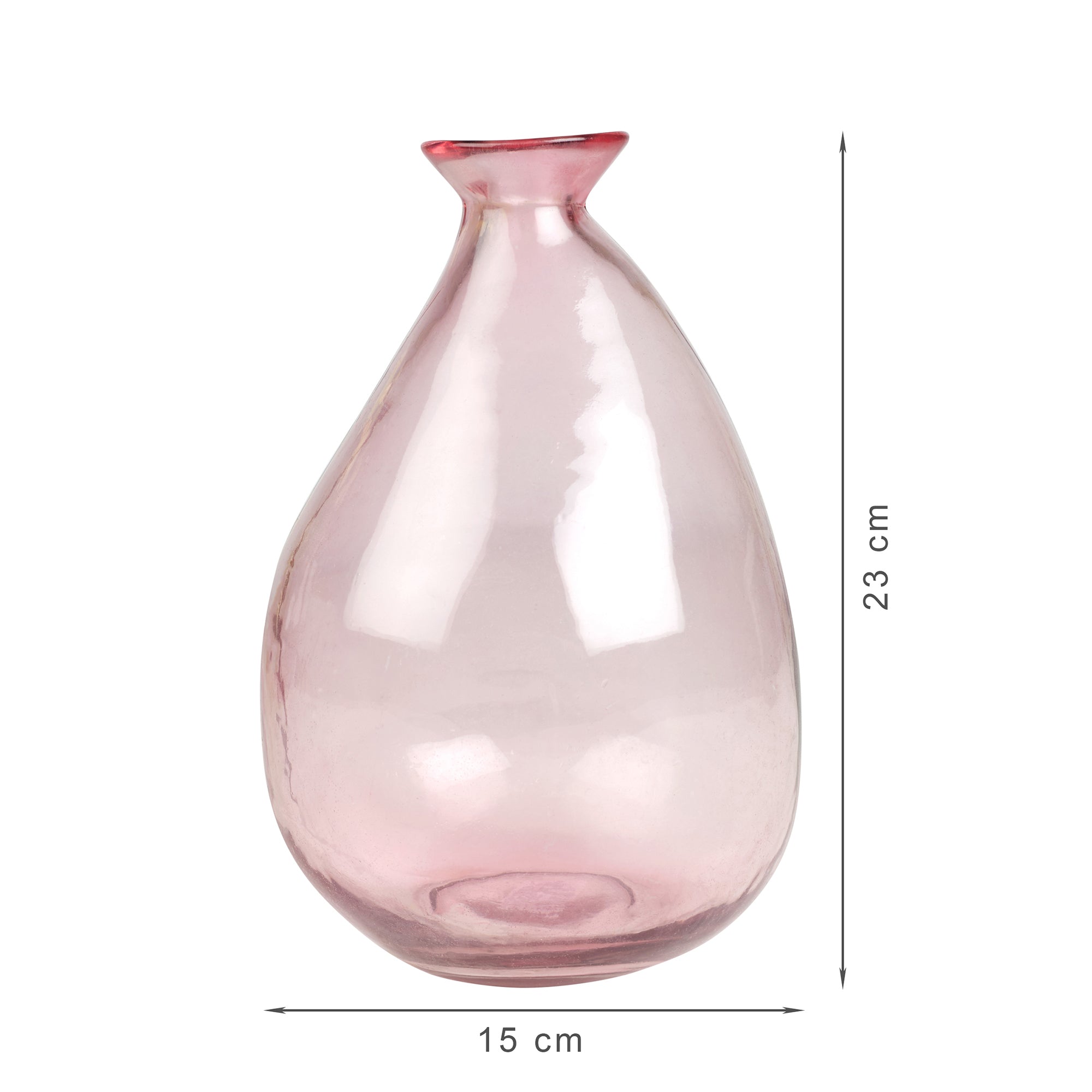Phiona Glass Modern Organic Shapped Handcrafted 23 Cm Vase in Blush Colour