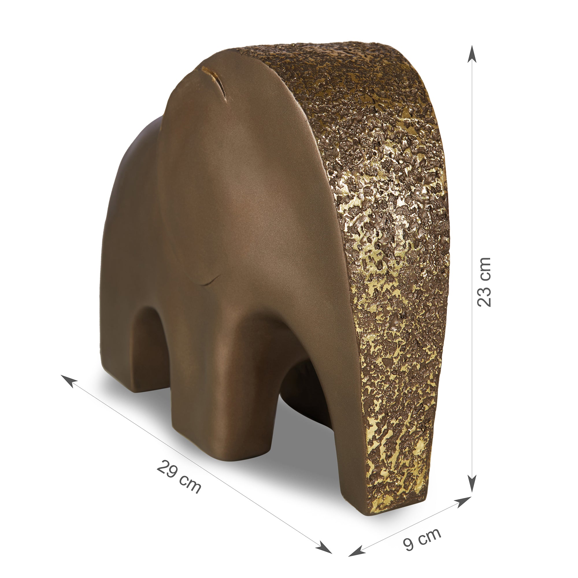 Miraya Contemporary Textured Elephant Polyresin Hand Finished Figurine Bronze 24cm by Living Essence