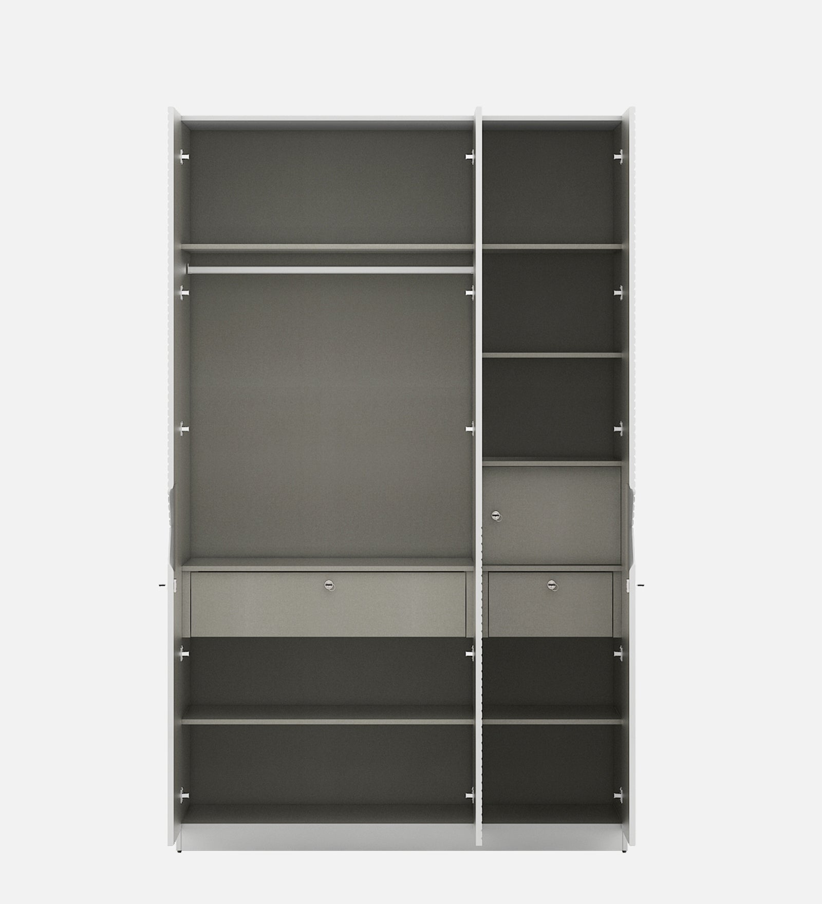 Gwen Three Door Wardrobe With Mirror in White Colour