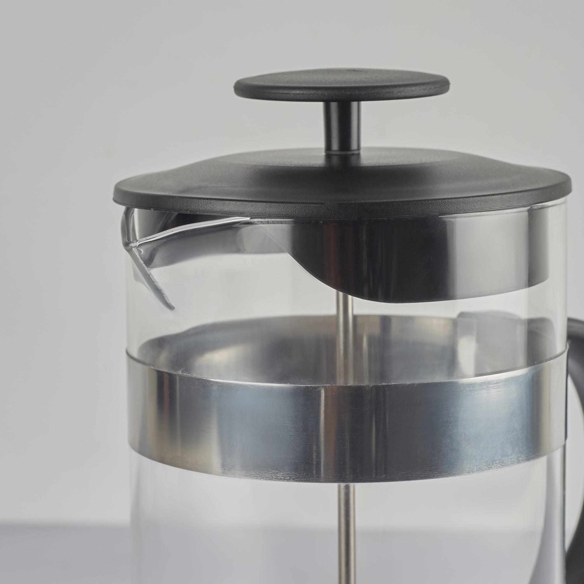 Brew Borosilicate Glass and Plastic French Press Coffee Plunger 1 Ltr in Transparent & Black Colour